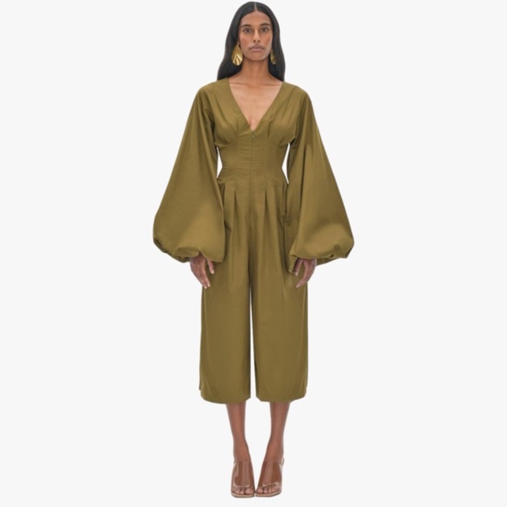 Andrea Iyamah Nia Culotte Olive Jumpsuit In Olive Sz Small Nwt